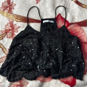 Elegant Black Sequin Camisole Top